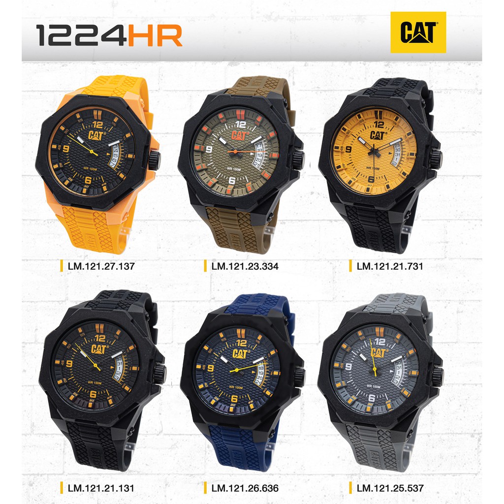 CAT LM นาฬิกา CAT Caterpillar ผู้ชาย สายยางซิลิโคน ของแท้ ประกันศูนย์ไทย 1 ปี 12/24HR