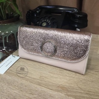 CHARLES &amp; KEITH CIRCULAR DETAIL WALLET (outlet) สีชมพูกากเพชร