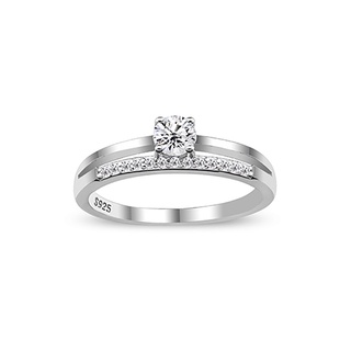 Silver thai JewelrySilver Prong Setting Clear CZ Ring แหวนเงินแท้ 925 ฝังเพชรสวิส (CZ)