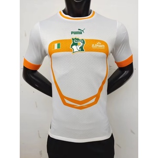 เสื้อกีฬาแขนสั้น ลายทีมฟุตบอล Ivory Coast away สีขาว ไซซ์ S-XXL 22-23