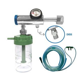 AMERWAY เกจ์หายใจพร้อมถ้วยน้ำพ่นละออง CLICKFLOW (พร้อม DISS) CFRE-25L-540 พร้อมสายหายใจ