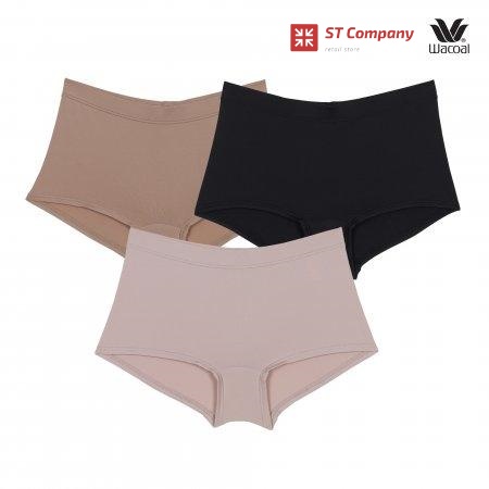 กางเกงใน วาโก้ รูปแบบขาสั้น (Boyleg) ดำ+เบจ+โอวัลติน 3 ชิ้น รุ่น WU8457 Wacoal Boyleg Panty เนื้อผ้า
