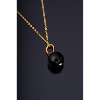 AKN092 สร้อยคอจี้ Black Agate ฝังเพชร swarovski