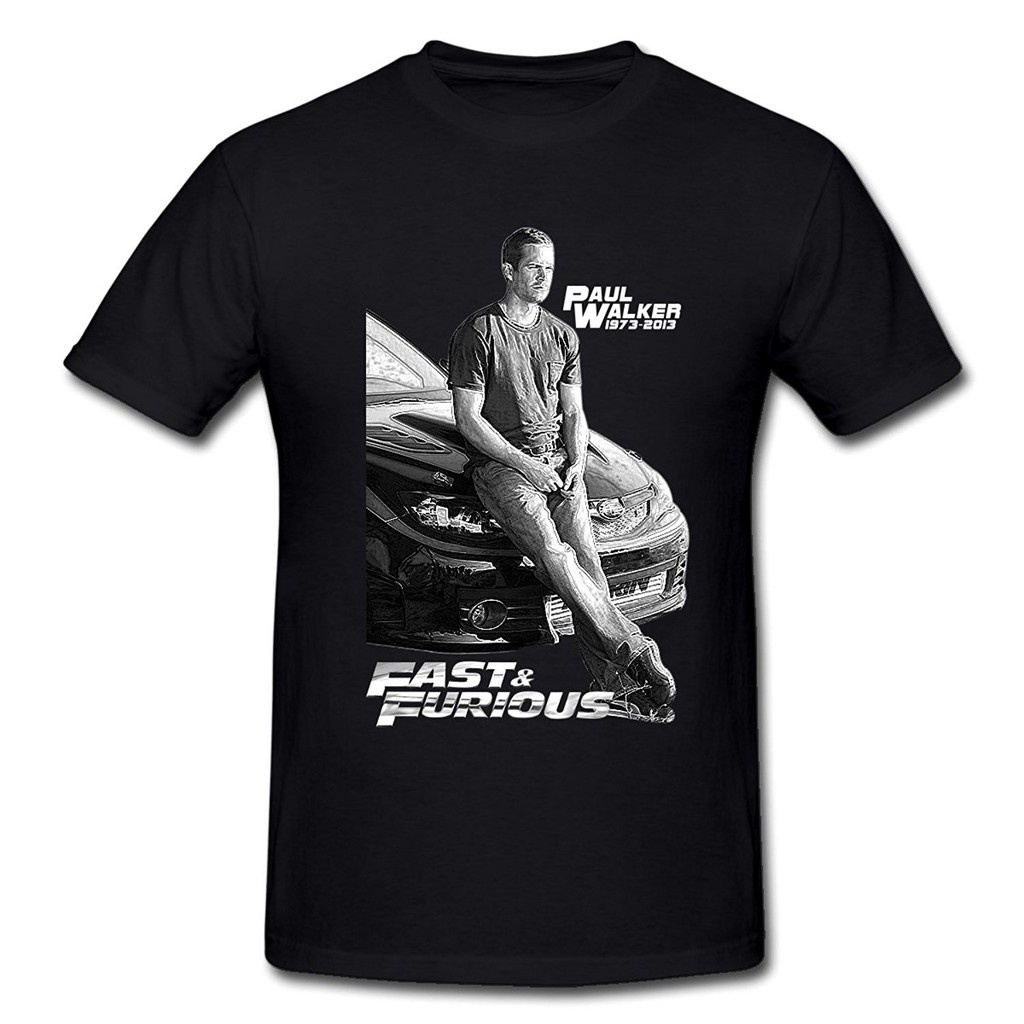 [COD]เสื้อยืดคอกลม แขนสั้น ผ้าฝ้าย 100% พิมพ์ลาย Paul Walker Racing Fast N Furious สีดํา พลัสไซซ์