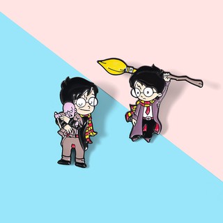 เข็มกลัดรูปการ์ตูน Harry Potter เคลือบเล็กสําหรับตกแต่งปกเสื้อ