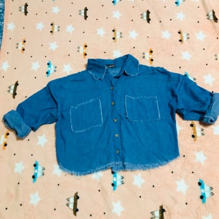 เสื้อครอปสียีนต์ ผ้านิ่ม แขนยาว size: s