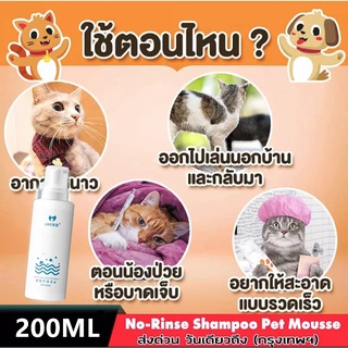 Hana Pet แชมพูอาบแห้งแมว/หมา แชมพูสุนัข หรือสัตว์เลี้ยงหอม/ขนนุ่มหลังใช้ สะอาดง่ายใน 5 นาที