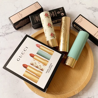 Cucci Lipstick Sample Three-piece Set Broken Flower 25 Gold Tube Moisturizing 25 Green Tube 02 ลิปสติก ตัวอย่าง สามชิ้น ดอกไม้หัก 25 หลอด สีทอง ให้ความชุ่มชื้น 25 หลอด สีเขียว 02