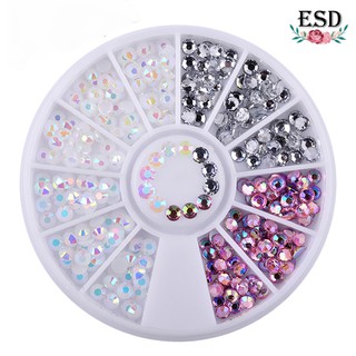 อะไหล่ เพรขติดเล็บ ตกแต่งเล็บอย่างดี 12 แบบ คละสี 1 ตลับ