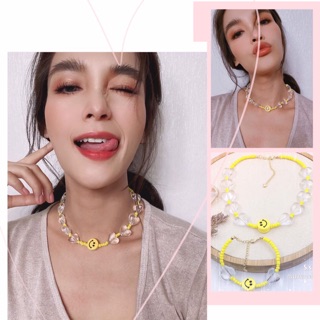 Choker โชคเกอร์ smiley😊😉😃✨สร้อยยิ้ม❤️ สร้อยคอดาราใส่ งานแบรนด์ สร้อยมุก สร้อยหอย street สตรีท แฟชั่นฮิปฮอป hiphop