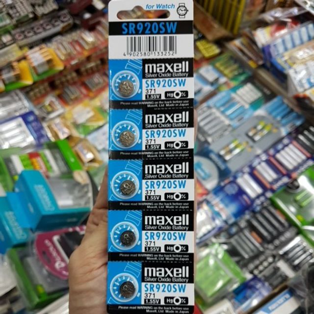 ถ่านกระดุม Maxell SR920SW, 371 1.55V 1แพค 5ก้อน ของใหม่ ของแท้