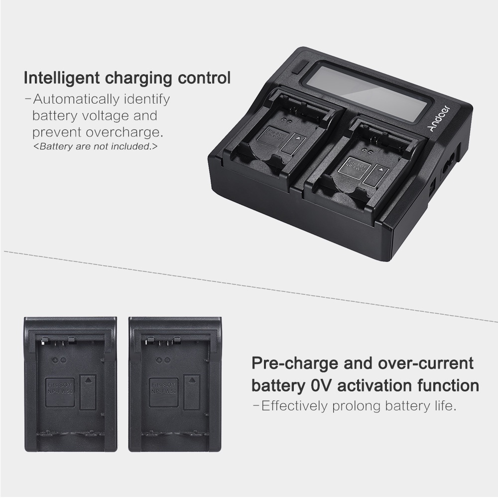 Andoer NP FZ100 Camera Battery Charger for Sony Dual Channel LCD Camera ...