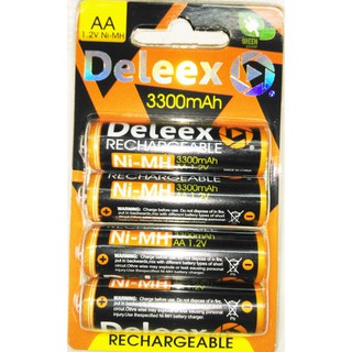 Deleex ถ่านชาร์จ AA 3300 mAh 1.2V Rechargeble Ni-MH Battery 4 ก้อน(White )