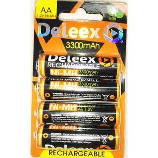 Deleex ถ่านชาร์จ AA 3300 mAh 1.2V Rechargeble Ni-MH Battery 4 ก้อน(White )