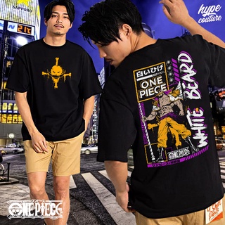 ONE PIECE© โอเวอร์ไซส์ท็อปส์ซูเสื้อยืดสตรีทแวร์พรีเมี่ยมเคราสีขาวออกแบบเสื้อยืดลําลองผู้ชายผู้ห iKQ