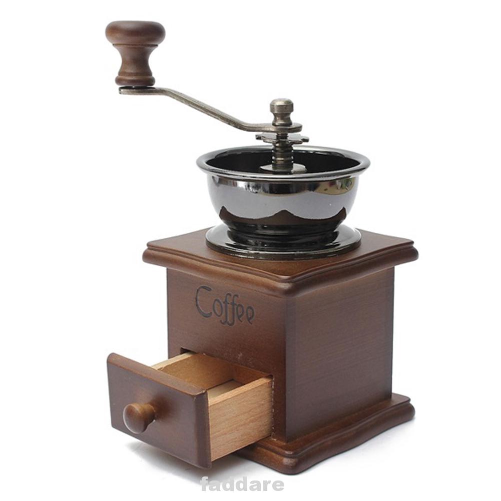 Coffee Grinder Vintage Retro Manual Hand Crank Wooden Steel - faddare ...