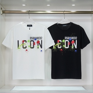 Dsquared เสื้อยืดแขนสั้น พิมพ์ลายโลโก้ตัวอักษร 2 High Street แฟชั่นฤดูร้อน