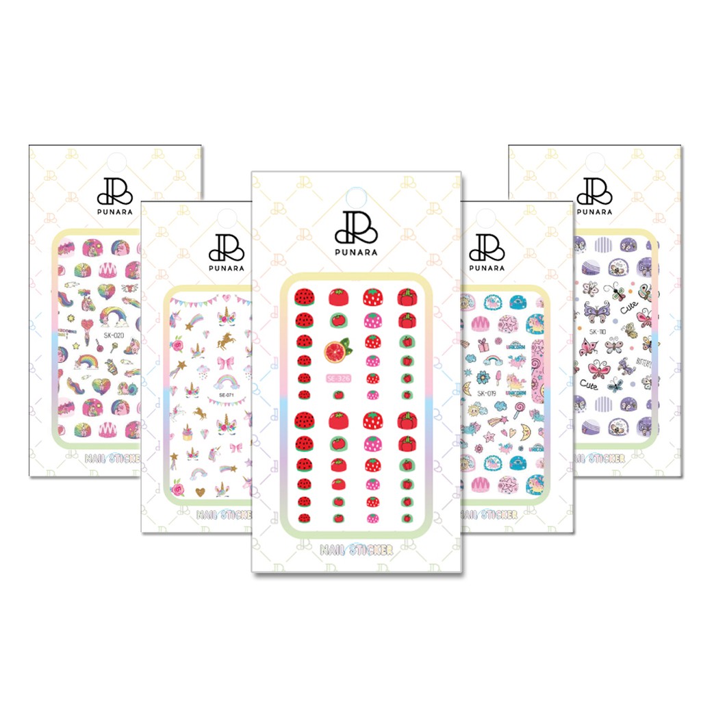 [4แถม1] PUNARA สติกเกอร์ติดเล็บเด็กลายน่ารัก มีให้เลือกเยอะมาก Nail Sticker (กดเลือกลายแถมได้เลยรวม 5 แผ่น)