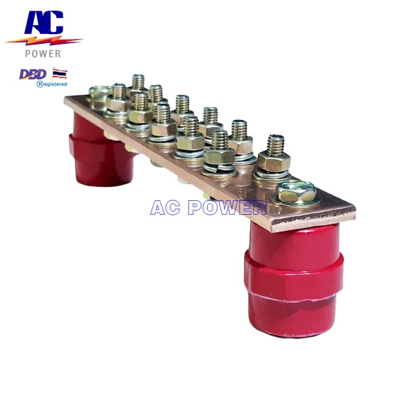 บัสบาร์กราวด์ 30x5 mm.แบบเจาะเยื้องรู พร้อมลูกถ้วยบัสบาร์ Ground Bars