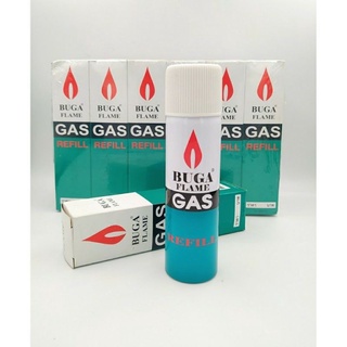 แก๊ส12กระป๋อง แก๊สเติมไฟแช็ค ขนาดบรรจุ 50 กรัม BUGA FLAME GAS REFILL 50 กรัม แก๊สกระป๋องสำหรับเติมไฟแช็ค เติมไฟแช็ค