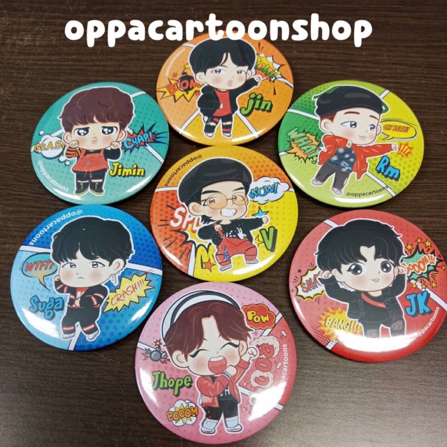 เข็มกลัด BTS fanart ขนาด 5.8 cm 1 set 7 ชิ้น