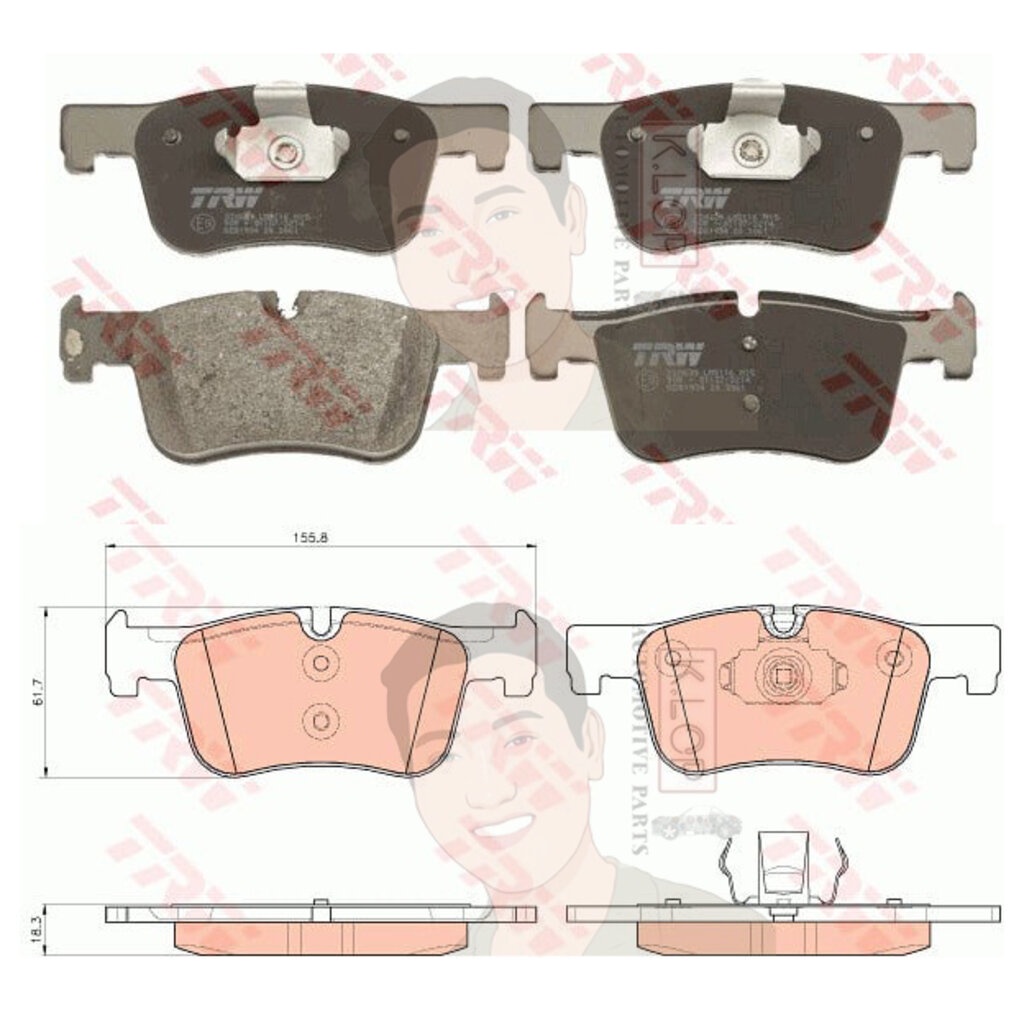 GDB1934 ผ้าเบรค-หน้า(TRW) (เนื้อผ้า COTEC) BMW (F30,F35,F80) 318d, 320i '12