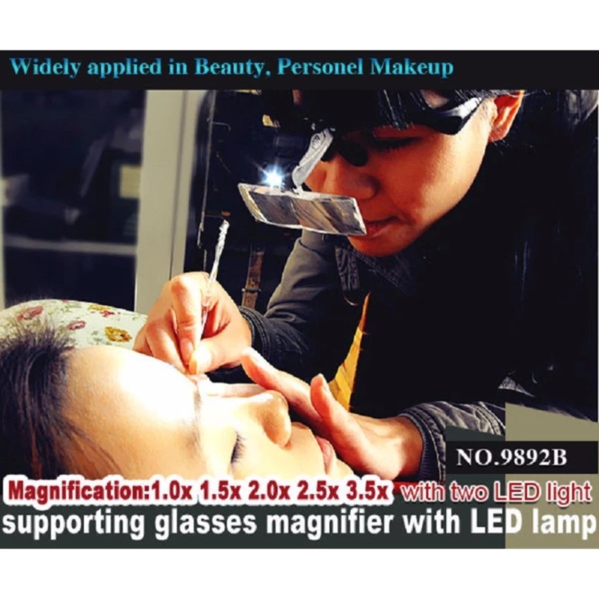 แว่นขยายไร้มือจับ พร้อมไฟ LED ส่องสว่าง ปรับเปลีั่ยนกำลังขยายได้ 5 แบบ สำหรับงานซ่อมแซม NO.9892B