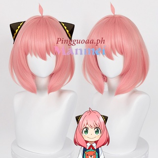 【Manmei】Anime SPY×FAMILY  Anya Forger Cosplay Wig Girl Heat Resistant Synthetic Hair Halloween Role Play Wigs