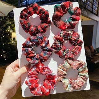 ยางรัดผมแฟชั่น สีแดง ลายคริสต์มาส Scrunchy | ที่คาดผม ผ้ากํามะหยี่ขนนิ่ม ยืดหยุ่นสูง เข้ากับทุกการแต่งกาย สําหรับผู้หญิง | ยางรัดผม เครื่องประดับ สําหรับผู้หญิง