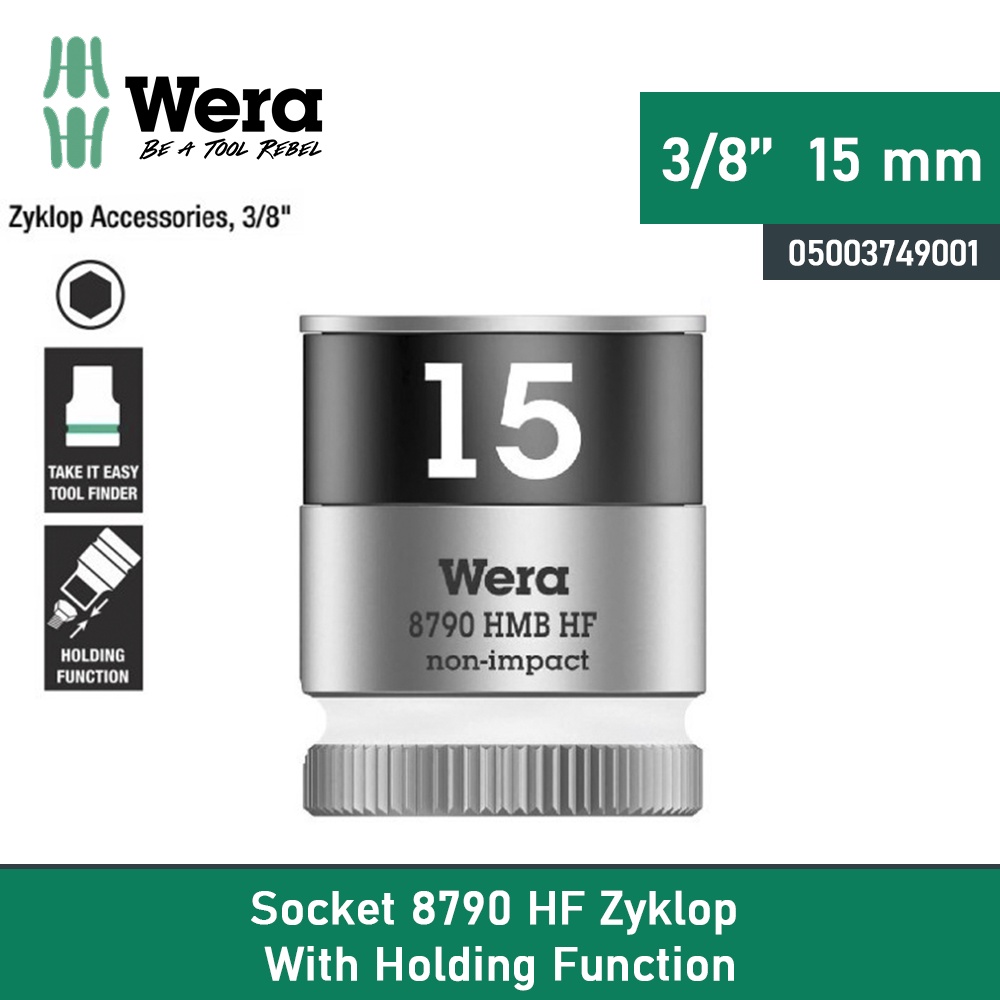 Myhomey 3/8" Zyklop Socket ประแจ 15 x 29 mm Wera 05003749001