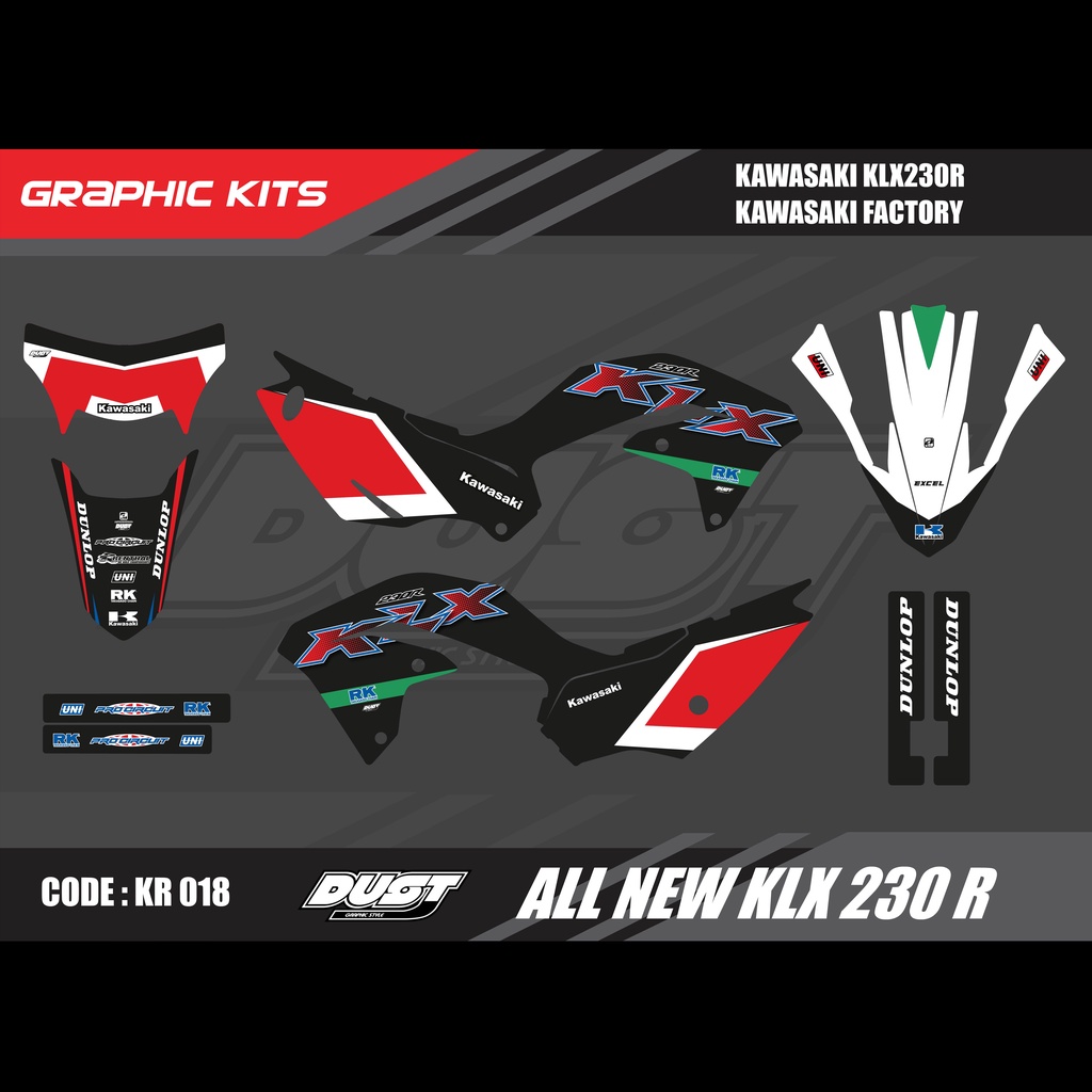 สติ๊กเกอร์ KLX 230R KAWASAKIทั้งคัน Graphic kit สติ๊กเกอร์เคลือบเงา สุดคุ้ม