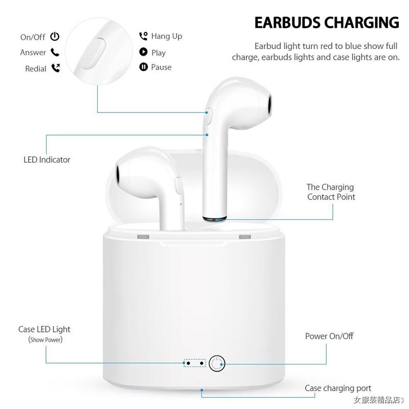 ✾﹍▽i7s TWS Wireless Headphones Bluetooth 5.0 Earphones sport Earbuds Headset With Mic Charging box Headphone For all sma
