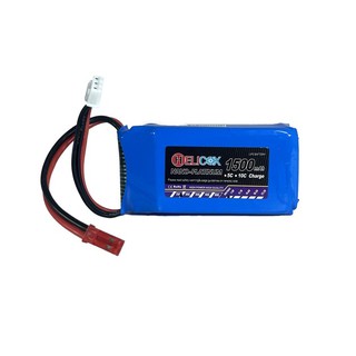 แบตเตอรี่ ขนาด 7.4 V. 1500 mAh 30C แจ็คแดง-ขาว