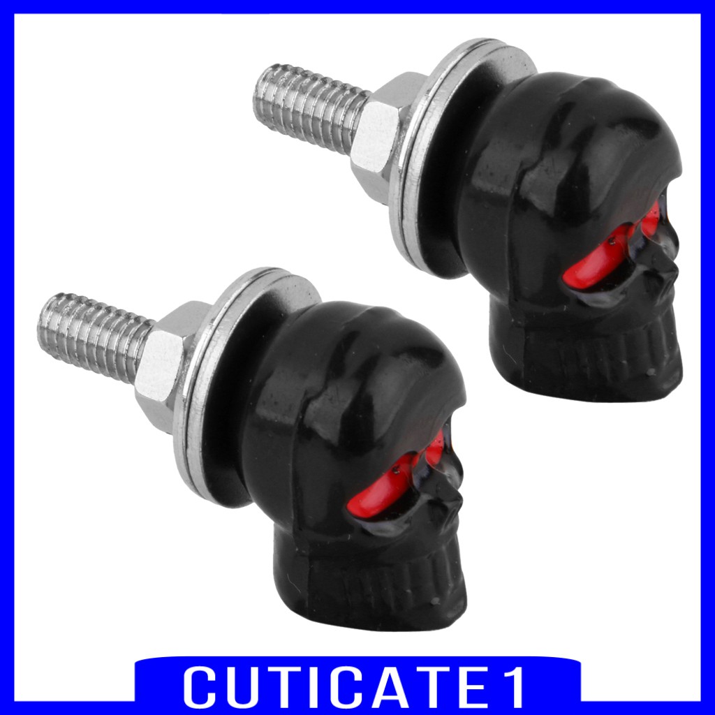 [CUTICATE1] Pair กรอบป้ายทะเบียนมอเตอร์ไซค์สีดํา BOLTS แท็กกระจกหน้ารถ