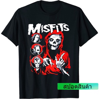 เสื้อยืด คอกลม พิมพ์ลายวงร็อค Misfits สีแดง สไตล์พังก์ร็อค ลดราคา