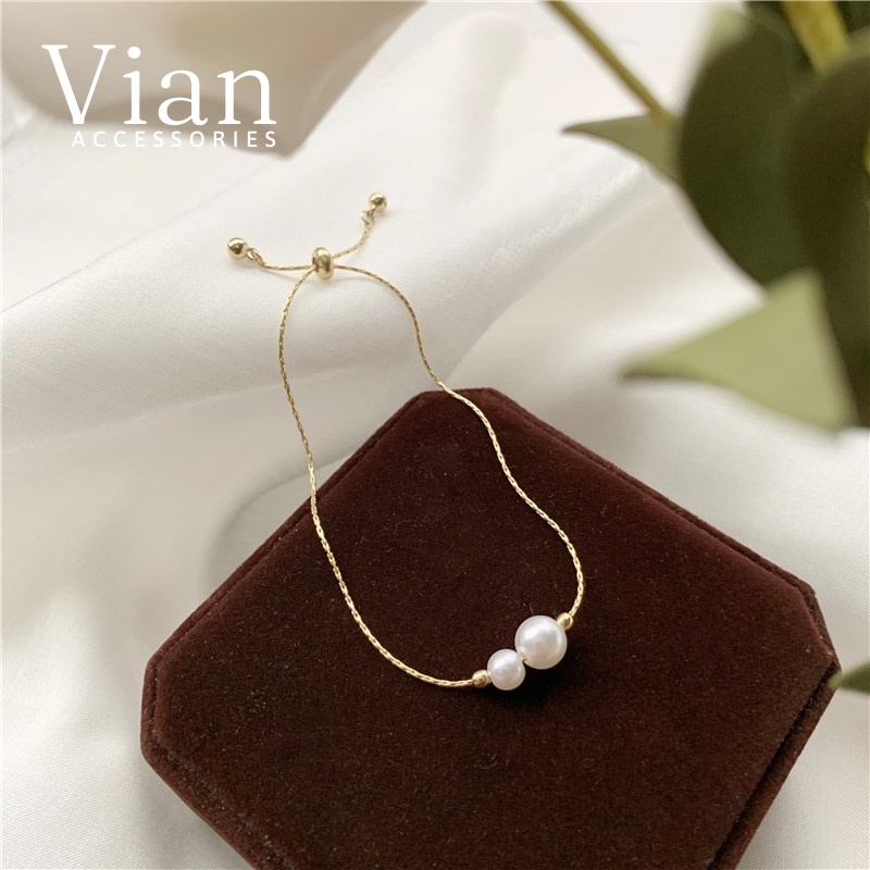 Vian อุปกรณ์เสริม VT3 Jacintha สร้อยข้อมือและกําไลผู้หญิงคุณภาพสูงพร้อมเชือกรูดมุกเหมาะสําหรับมือทั้