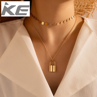 Jewelry Simple disc 2-necklace for women Hip-hop punk metal lock long necklace for girls for w