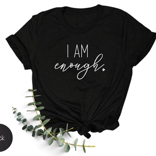 เสื้อยืด ผ้าฝ้าย พิมพ์ลาย I Am Enough Simple Design สไตล์โบสถ์ เรียบง่าย ซื่อสัตย์