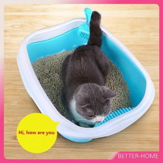 กระบะทรายแมว รุ่นขอบสูงกันทรายกระเด็น กระบะทรายแมว ทรงรี ห้องน้ำแมว cat litter box