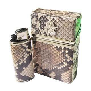 กล่องใส่ซองบุหรี่ หนังงูเหลือมแท้ ใซต์ มาตรฐาน 20 มวน Python Cigarette Case