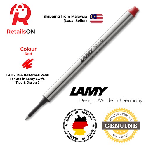 LAMY M66 Rollerball Pen Refill (M) - Red / Capless Roller Ball Pen Refill 1pc