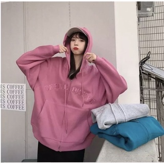 Hooded Sweatshirt ผู้หญิงฤดูใบไม้ร่วงรุ่นภาษาเกาหลีใหม่เย็บปักถักร้อยซิปวิทยาลัยสไตล์น่ารักหลวมเสื้อแฟชั่น