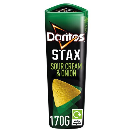 Doritos Stax Sour Cream &amp; Onion Tortilla Chips 170g. โดริโทส สแต็กซ์ ซาวครีม &amp; หัวหอม ตอร์ติญ่าชิปส์ 170 กรัม