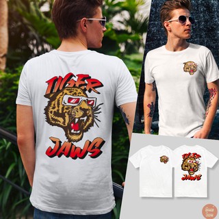 พิมพ์นิยม ® เสื้อยืดพร้อมส่ง !! Cotton100% เสื้อยืดสกรีนลายกราฟิก 🐯 TIGER JAWS ( ขาว,ดำ ) 🐯 S M L XL 2XL