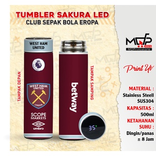 Tumbler WEST HAM UNITED FC SAKURA ลูกบอลฟุตบอล LED สไตล์ยุโรป MDPRINTSTORE