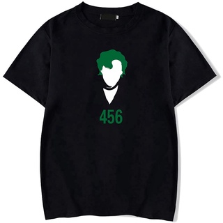 [S-5XL] Apehuyuan Squid Game 456 เสื้อยืดลําลองสําหรับผู้ชายแขนสั้นพิมพ์ลายสีเขียว