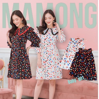 Mamong ชุดให้นม ใส่โค้ดลด 65-130B (รับcodeในแชท) A121 เดรสให้นมแขน 3 ส่วนแต่งปกระบาย