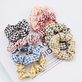 plumy Scottish lattice Hair Scrunchie Hair Ring Ties For Girls Ponytail Holders Hair Bands Elastic Hair Band Hair Accessories Headwear