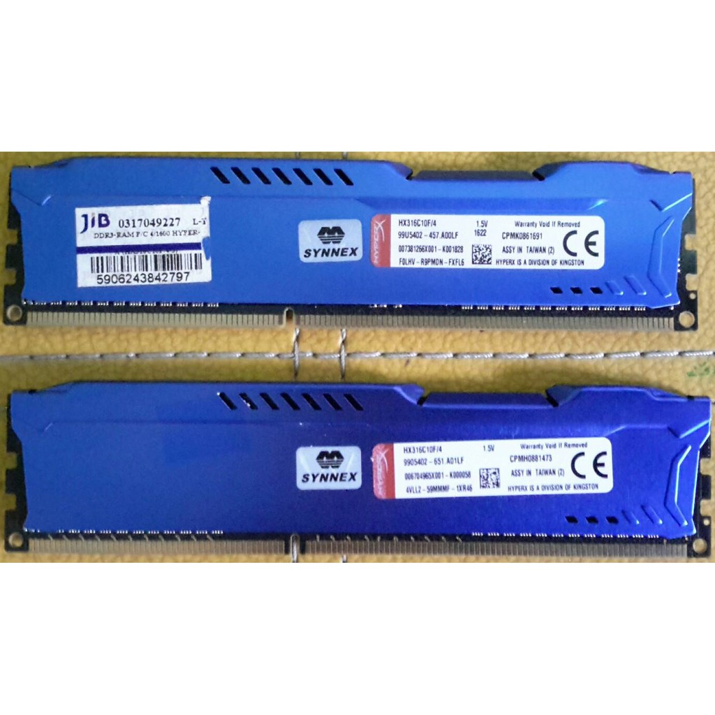 Ram PC DDR3 4GB Bus 1600  Fury HyperX (Blue) รหัส HX316C10F/4