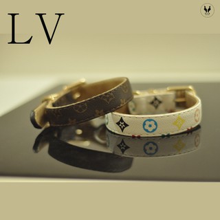 ปลอกคอสุนัข-แมว ปลอกคอหนัง LV